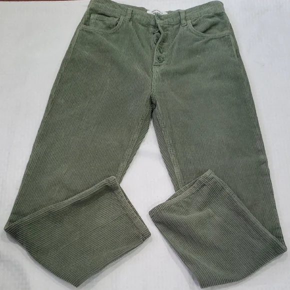 Reformation Cynthia Highrise Button Fly Green Straight Leg Jeans - Picture 4 of 12